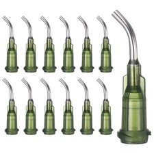 25Pcs 0.5Inch 14Ga 45° Angled Dispensing Needles, Dark Green