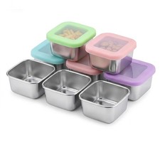 Stainless Steel Snack Containers with Clear Lids for Kids Travel 6oz Reusable