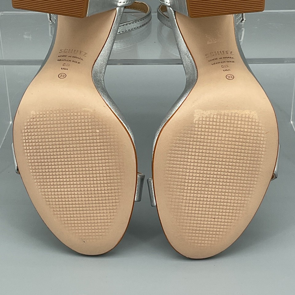 Sandales Argentées Miroir Schutz Cadey Lee Talon Haut - Taille US 6 - Neuf Avec Emballage