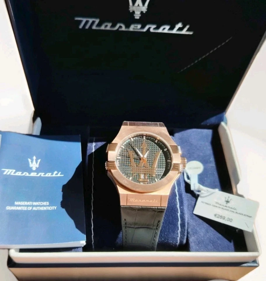 Montre homme Maserati Potenza noire or rose – Bracelet cuir – Neuve en coffret - Photo 4/4