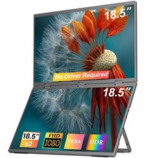 18.5" 1080P Full HD Dual Portable Monitor Folding Stacked Triple Laptop Screen