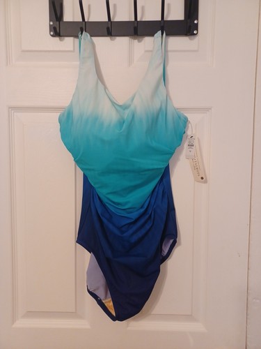 MIRACLESUIT for Talbots OMBRE ONE PIECE NWT size 16 Blue Slimming Firm Beach