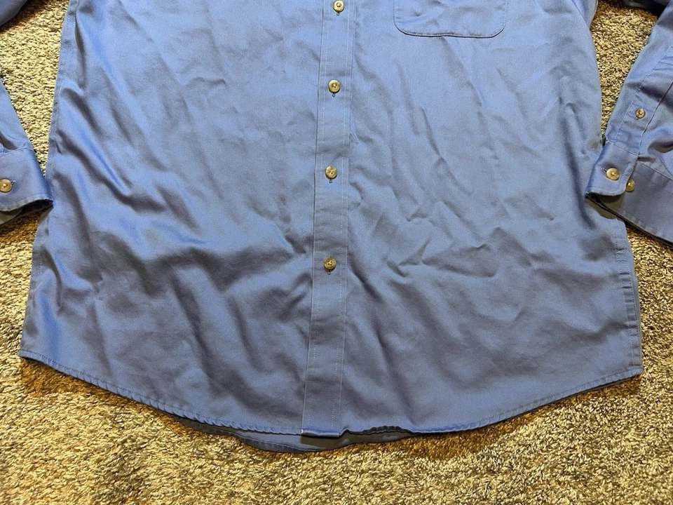 Camisa de viaje Lands' End Kwik para hombre grande azul abotonada logotipo LS uniforme de empleado** Foto 4 de 4