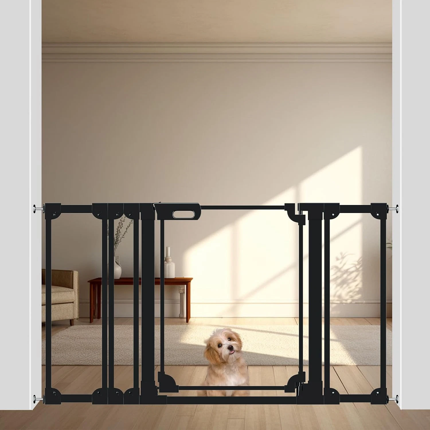 Modern Clear Baby Gate for Stairs, Auto Close Pet Safety Gate 48.42-57.08