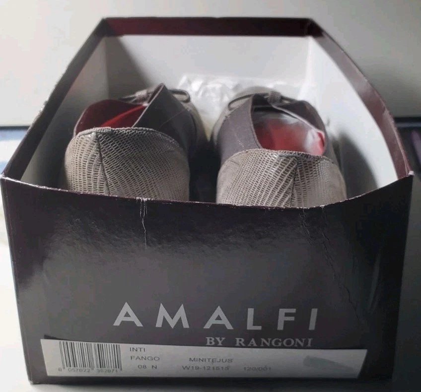 AMALFI MINITEJUS-Rangoni Italy Womens Size 8M  Gray Patent Lizard Leather Italy - Image 2 of 4
