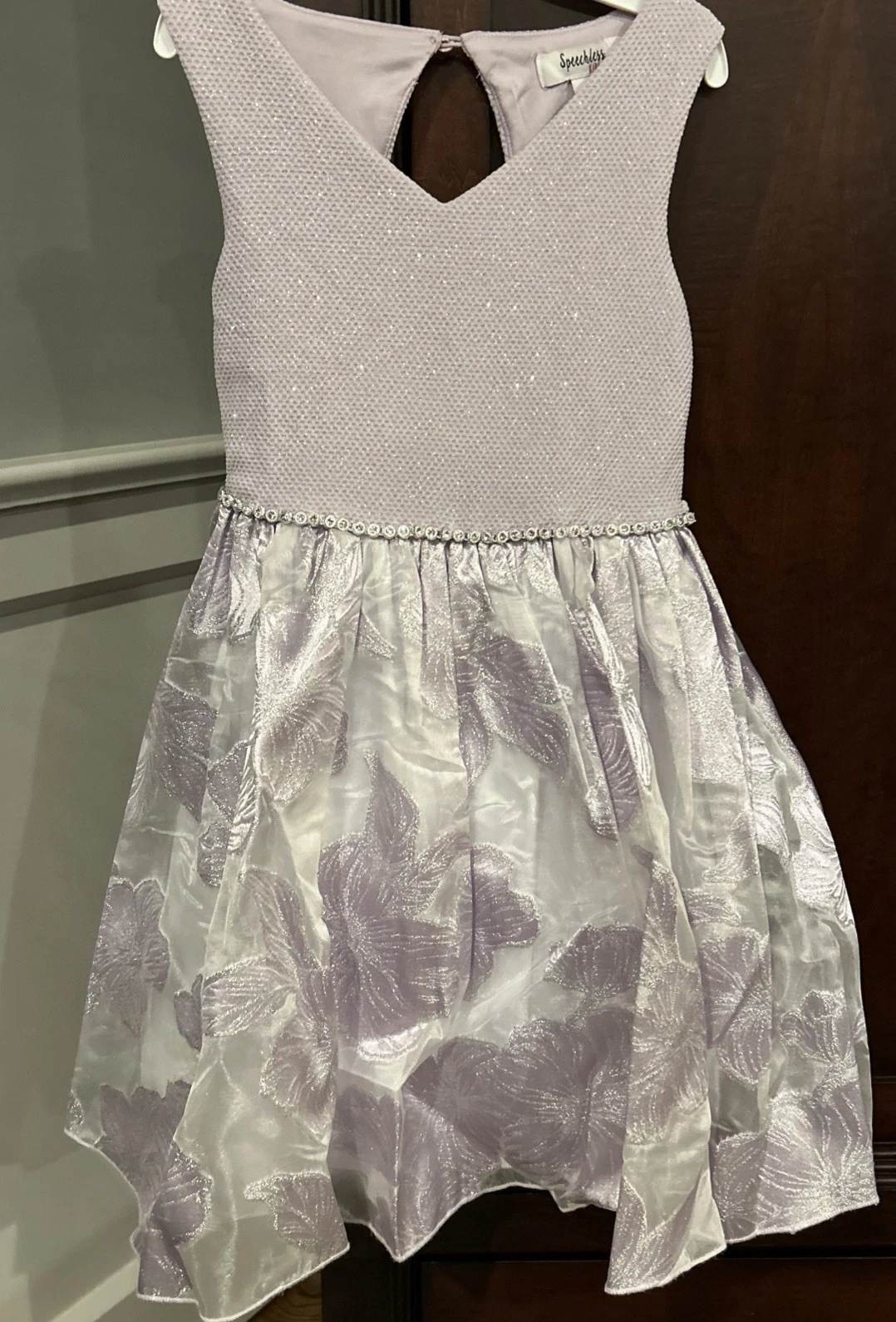 New Speechless Girls Sparkle Silver Lavender Fancy Dress Size 7