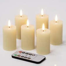 Flameless Candles with Remote Timer, 6 PCS Real Wax Votive Battery Operated C...