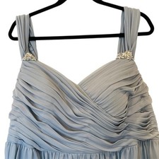 Azazie Blake Dusty Blue Formal Maxi Bridesmaid Dress Prom Wedding Guest Flowy L