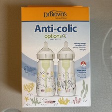 New Dr. Brown's 2-PACK Options Anti-Colic Wide-Neck Baby Bottles 9 oz/270ml