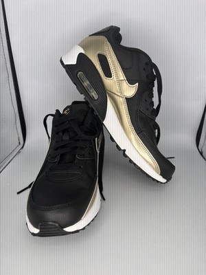 Nike Air Max 90 Black Gold Sneakers Youth Size 7Y EU 40 CD6864-008