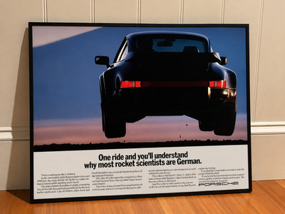 Vintage Porsche 911 Turbo 930 Ad ''Rocket Scientists'' - Framed Canvas or Print