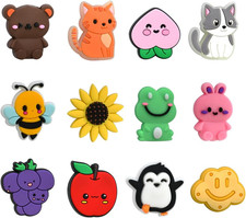 12PCS Silicone Focal Beads for Pens, Bulk Animal Fruit Flower Charms Supplies fo