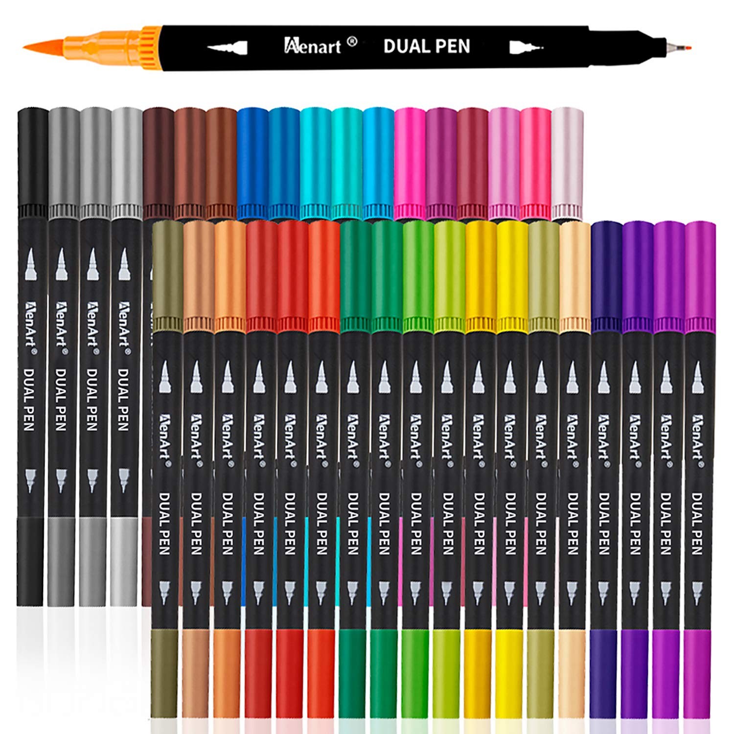 36 Dual-Tip Brush Markers Fine Point Art Pens for Coloring & Drawing-image