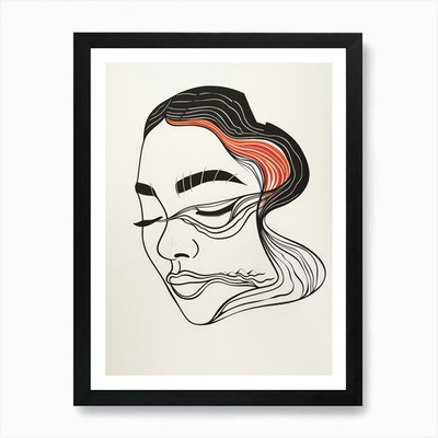 Zeichnung eines Frauengesichts Kunstdruck gerahmt Wandbild Poster Leinwanddruck Bild