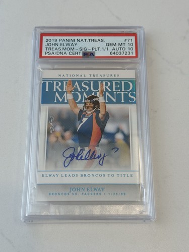 2019 National Treasures Treasured Moments John Elway Auto 1/1 One Of One PSA 10