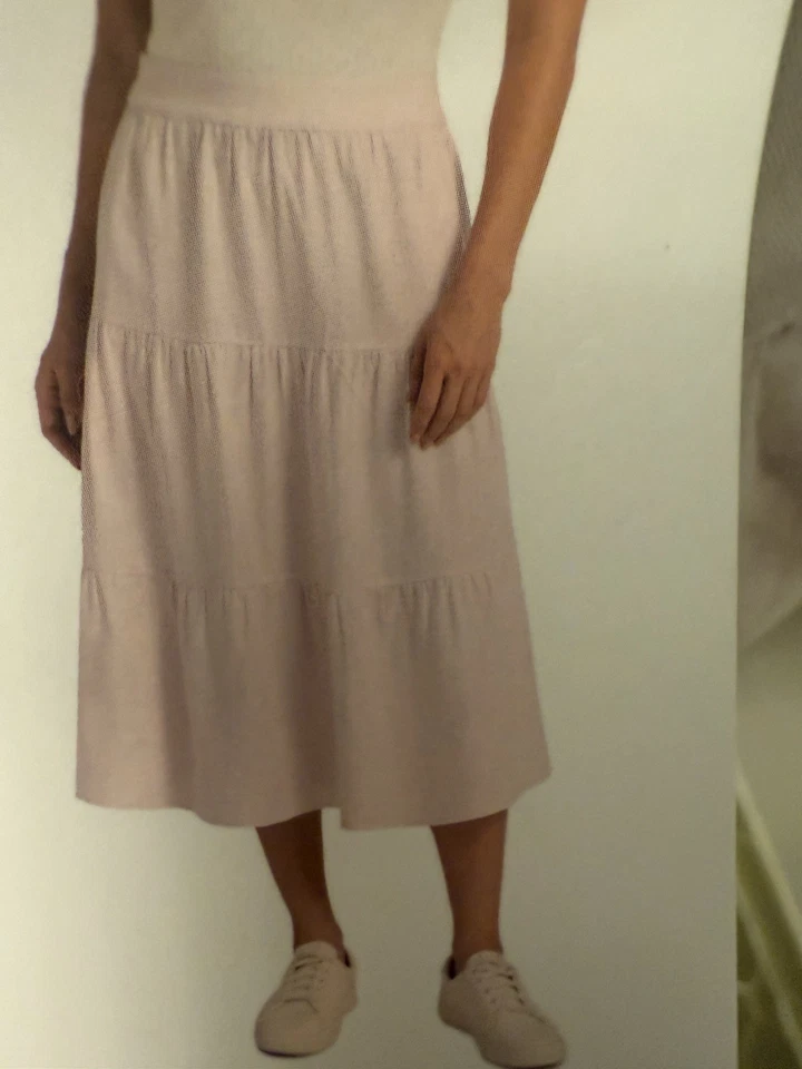 Falda Matty M Para Mujer Púrpura Claro Cintura Elástica Mezcla de Lino en Niveles Talla XL NUEVA CON ETIQUETAS Foto 3 de 4