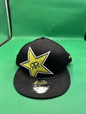 #N60- Rockstar Energy Drink Snapback Hat Black Yellow Cap New Era 9Fifty
