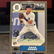 2022 Topps Series 1 Zack Short 1987 Black Auto /199 Rookie RC #87BA-ZS Tigers