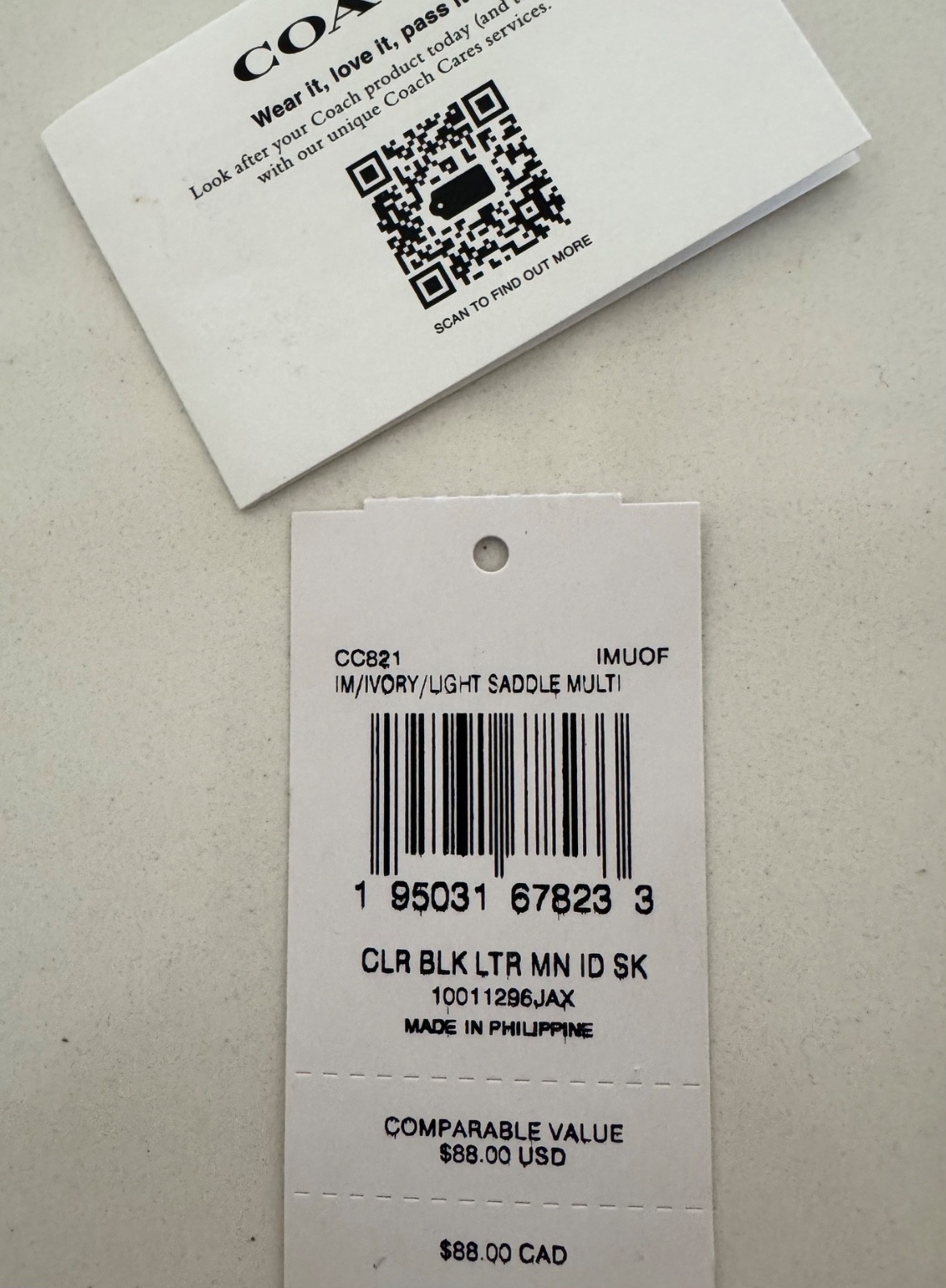 Coach Mini Skinny ID Card Case Ivory light saddle wallet  Leather NWT thumbnail 3