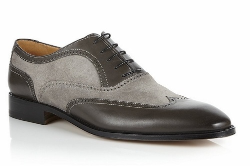Handmade Men wingtip gray and black 
