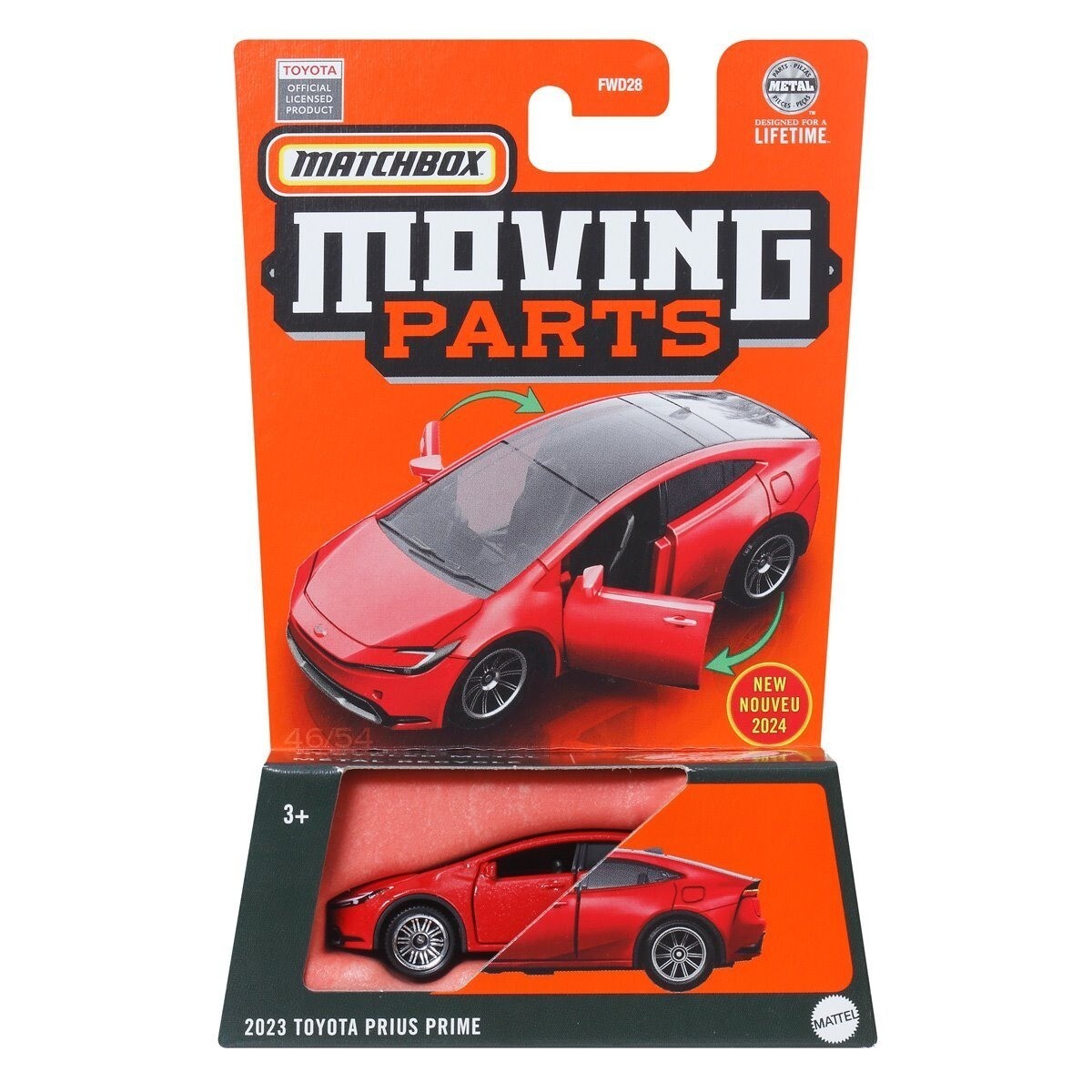 Matchbox 2023 Toyota Prius Prime Red #46 Moving Parts 2024 (In
