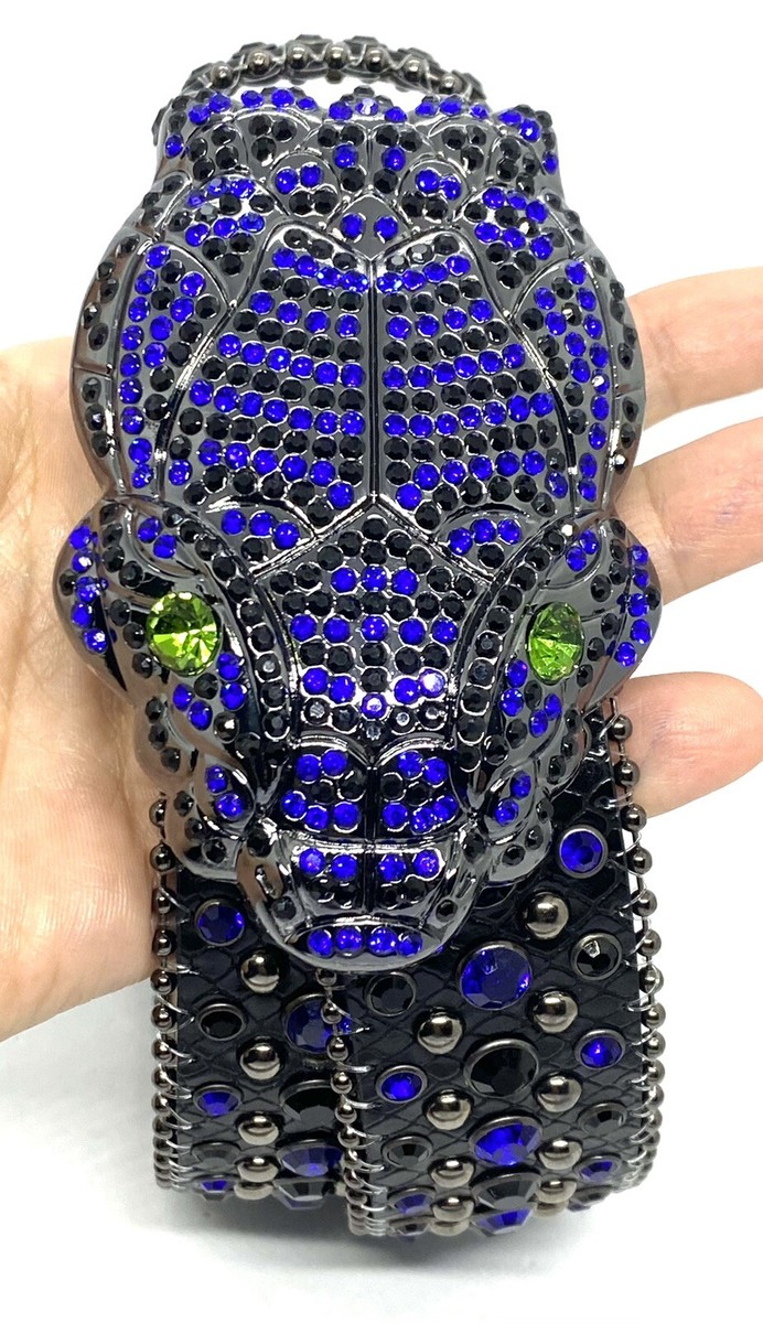 ブローチ Vintage Black Blue Green Stones Snake Belt Size 36 | eBay