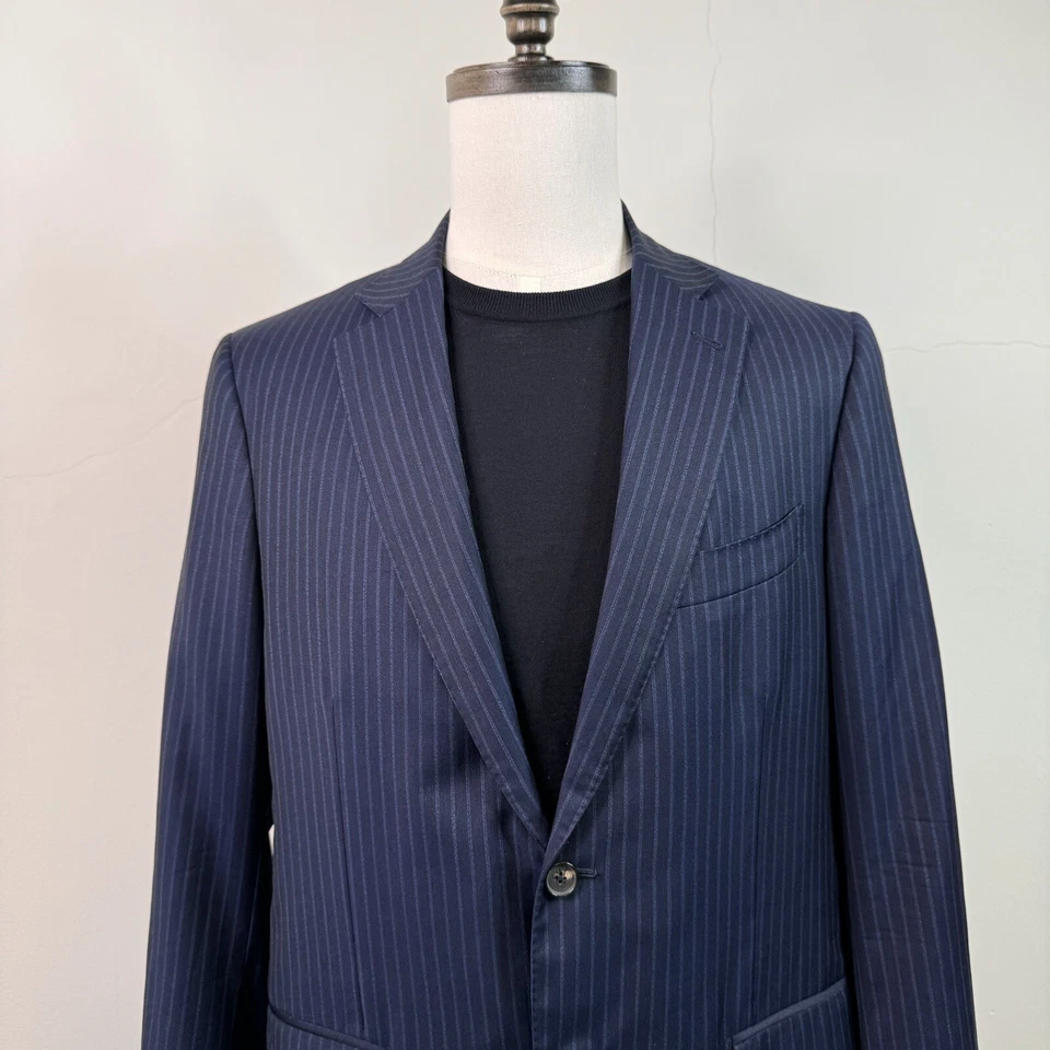 Chaqueta Blazer ISAIA Azul Rayas 42 IT 52 Suave Lana Lujo Abrigo Deportivo Delgado Foto 2 de 4