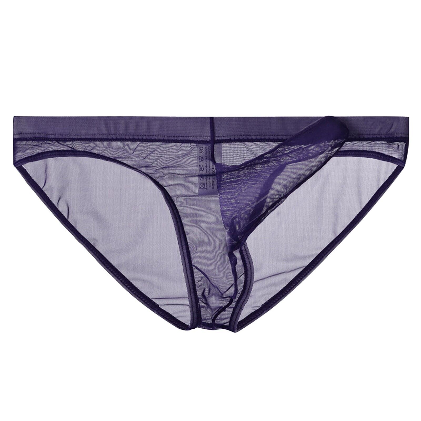 Mens Ransparent Thong Thin Mesh Sexy Underwear Sheer Pouch Briefs Underpants