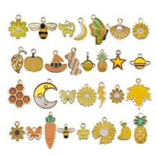 Charms For Bracelets Jewellery Making Enamel Pendants Earring Craft Gold Mixed
