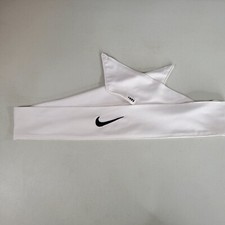 Nike Dri-FIT Head Tied Headband   White   38"   Black Logo   Performance