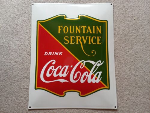 Coco Cola Fountain Service Emailschild Emailleschild Schild sign - Bild 1 von 9