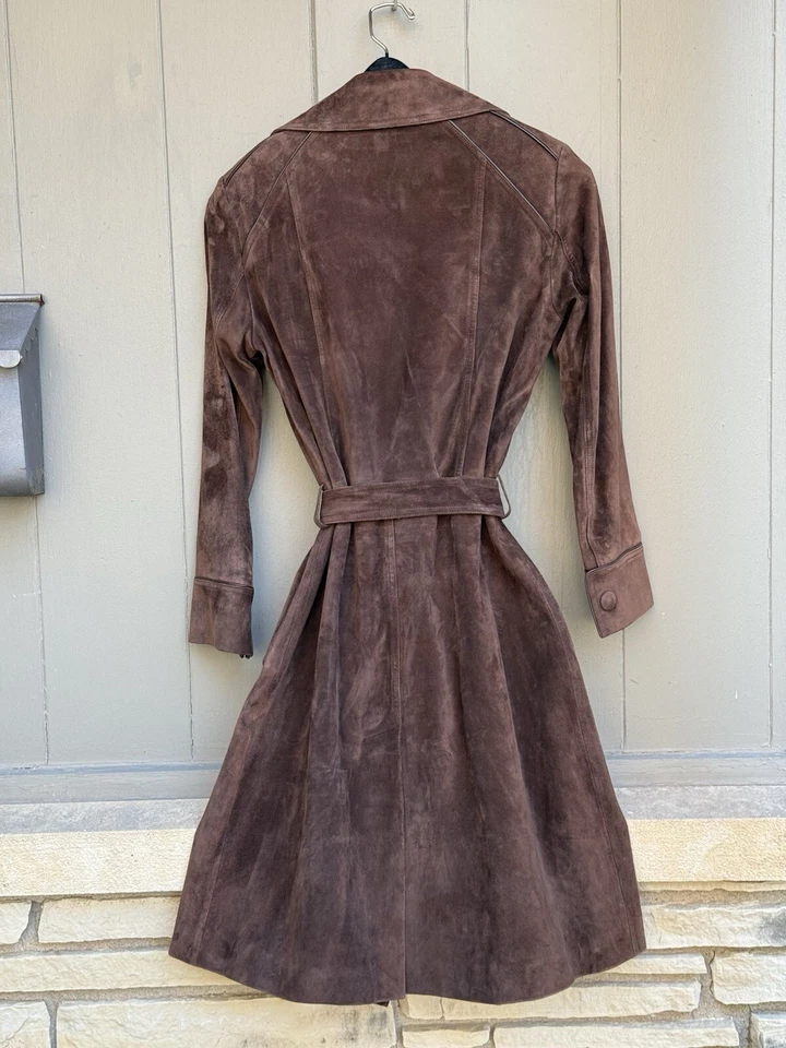 BARNEYS NY GORGEOUS HELMUT LANG BROWN CALF LEATHER SUEDE SILK LINING COAT SIZE M - Image 3 of 4