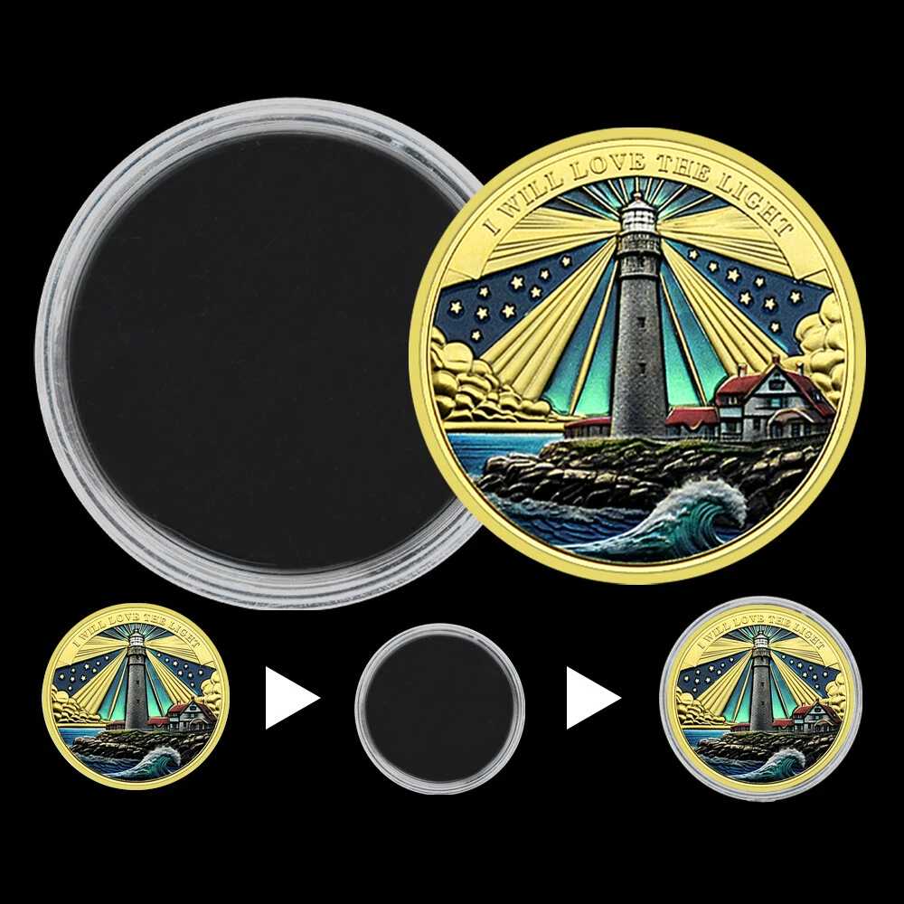 Позолоченная монета «Маяк» Медаль за испытание «Свет наших сердец указывает мне путь» — Изображение 7 из 14