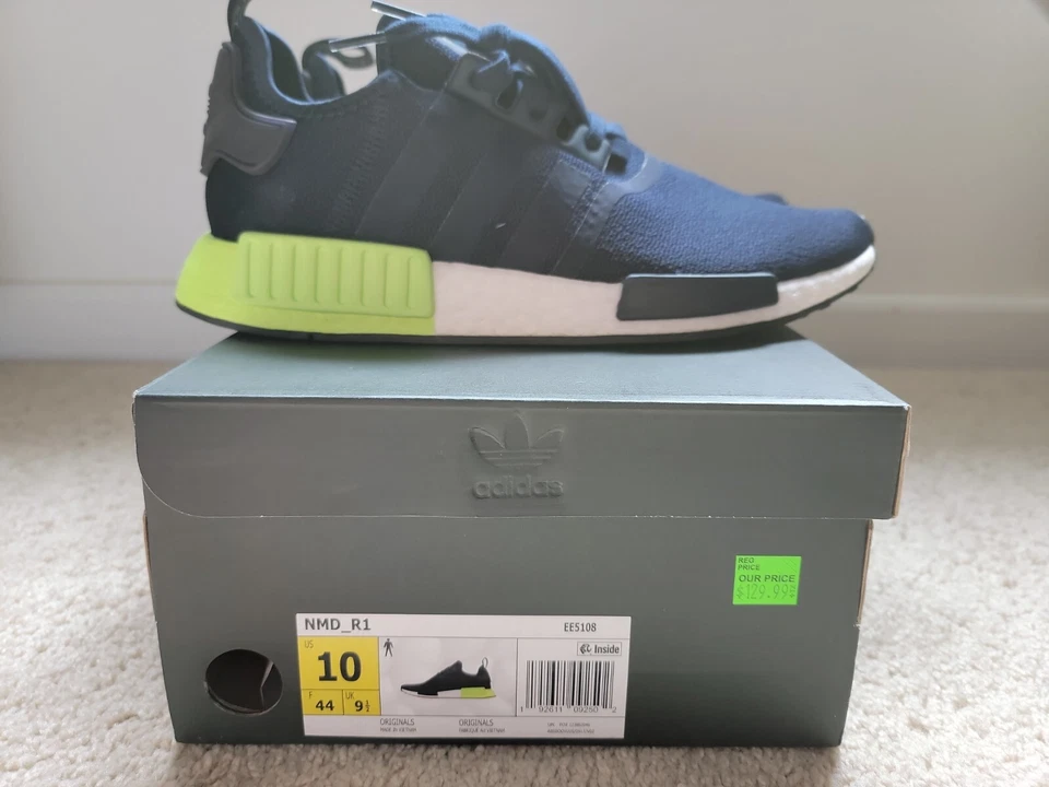 Size 10 - adidas NMD R1 Legend Ink Hi-Res Yellow NEW - Image 2 of 4