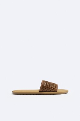 New Zara Woven Sandals US7 Men's Brown slippers slides flip flop