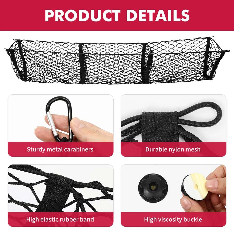 Red de carga expandible de 3 bolsillos organizadora de malla de almacenamiento para Dodge Caravan Journey Foto 4 de 4