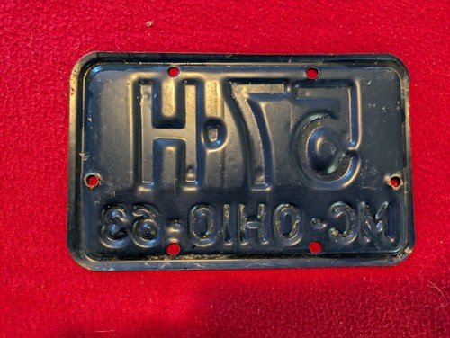 1963 Ohio Motorcycle License Plate Blue and White Tag H 57 Original Paint OH 63 - Picture 5 of 6