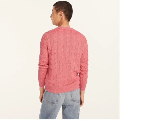 Maglione girocollo uomo J.Crew GRANDE intrecciato lino cotone nuovo con etichette $110 vintage fienile - Foto 4 di 4