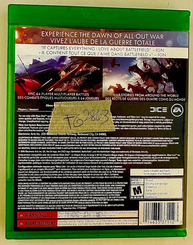 2016 Battlefield 1- Xbox One - Picture 2 of 3