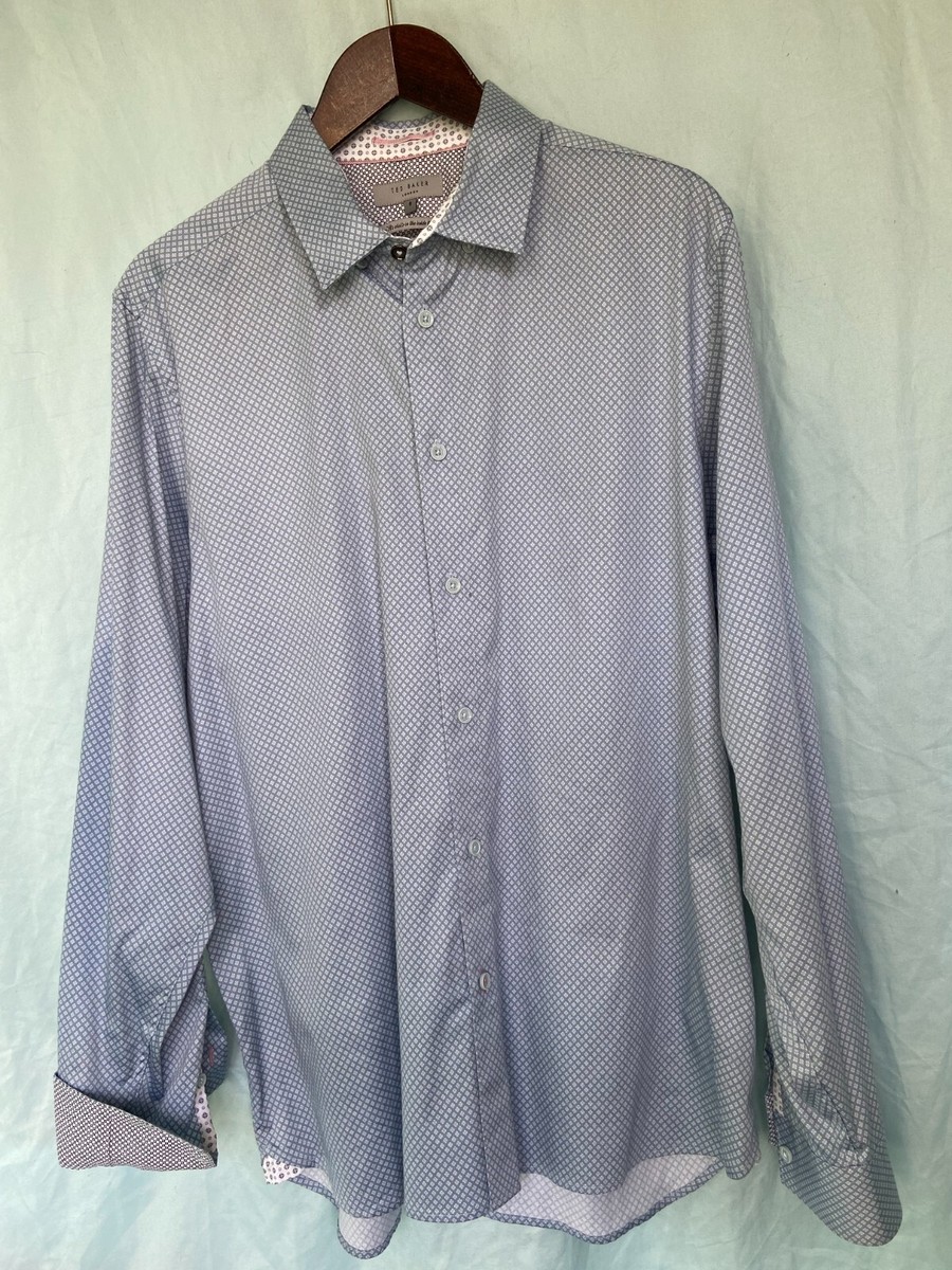 Ted Baker Blue Men's Button Up Dress Shirt With Reversible Cuffs -- Size 6 Ted Baker Blue Men's Button Up Dress Shirt With Reversible Cuffs -- Size 6