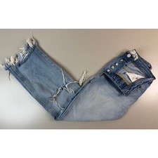 We The Free Maggie Mid Rise Straight Leg Jeans 25 Boho Beach Distressed Raw Hem