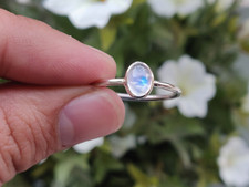 Piedra lunar natural piedra preciosa 925 plata esterlina anillo hecho a mano regalo para ella A-241