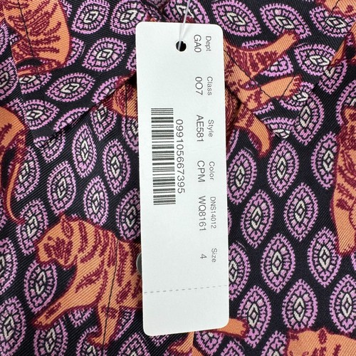 J Crew Collection Button Up Blouse 100% Silk Roaming Tiger Print Womens 4 - Picture 6 of 13