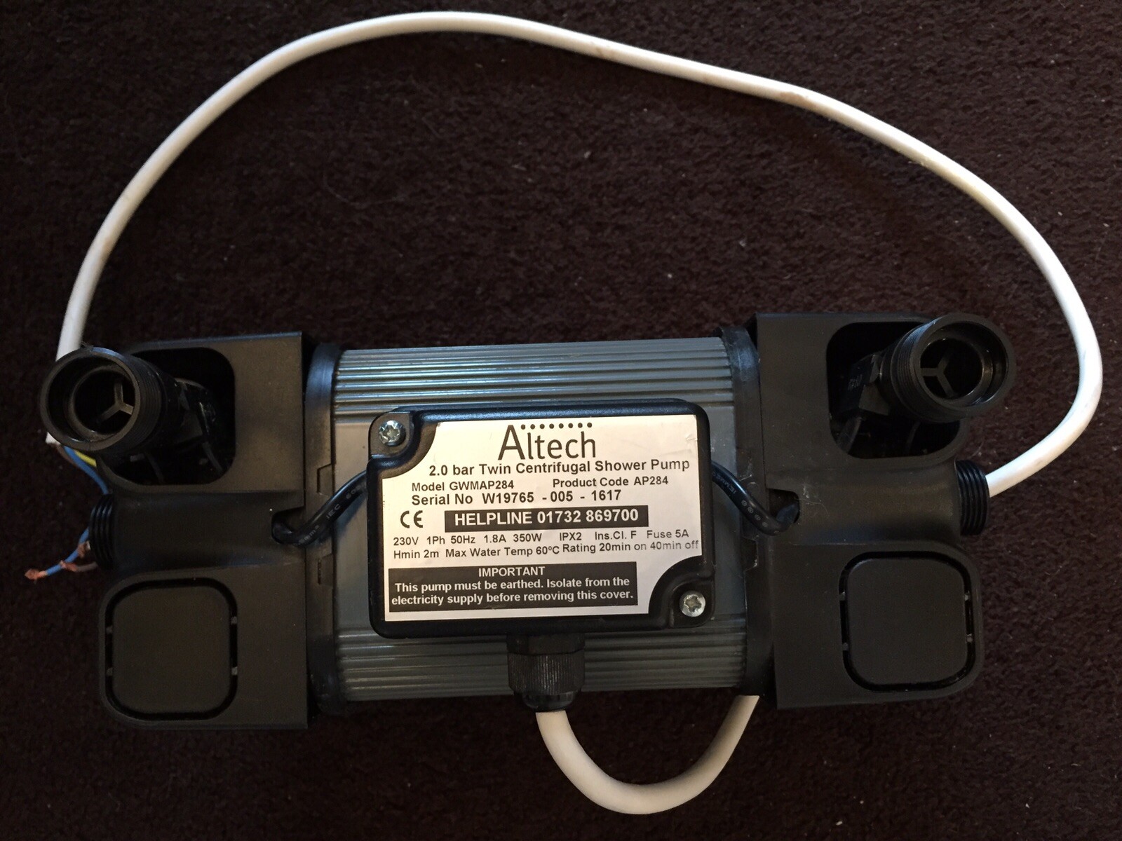 Altech 2.0 bar Twin Shower Pump 