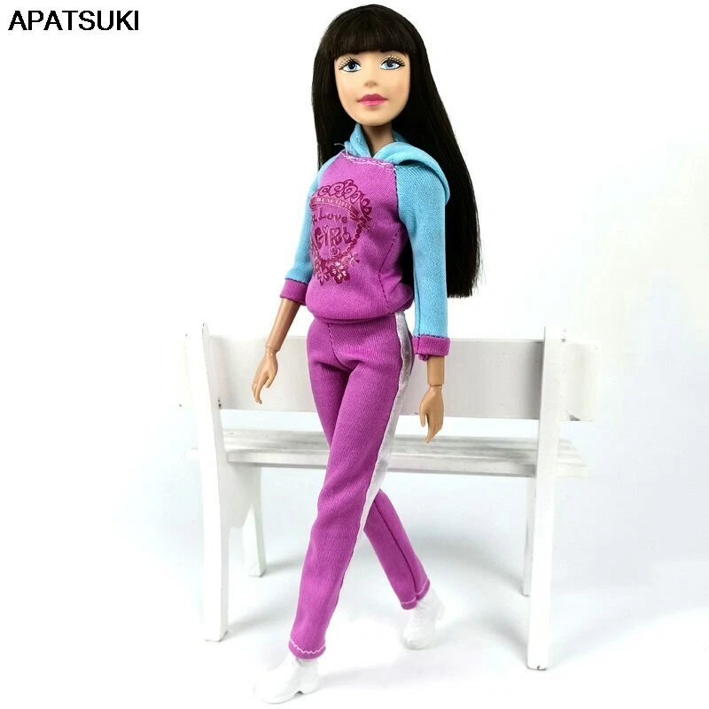 Purple Outfits For Barbie Dolls Clothes Yoga Sport Wear Hoodies Pants For Barbie