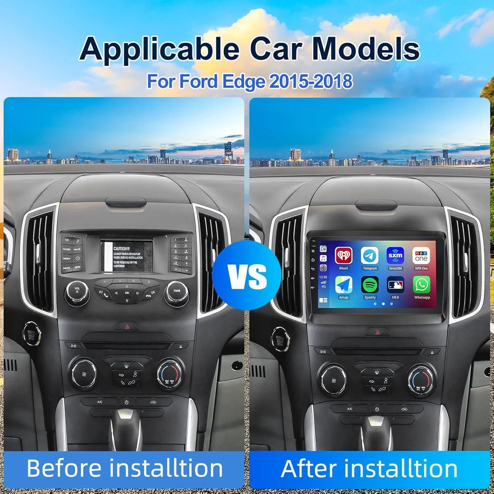 Para 2015 2016 2017 2018 Ford Edge Android 13 Apple Carplay Coche Estéreo Radio GPS Foto 3 de 4