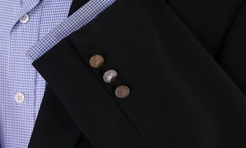 Hickey-Freeman Blazer Black Roman Coin Buttons 2-Btn Wool Jacket 42L - Picture 6 of 9