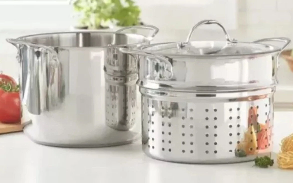 Princess House Heritage Signature 8-Qt. Stockpot with Steaming Basket 3686 New