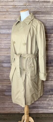 Gap Women's Trench Coat Jacket Excellent Khaki Double Breasted Belted Large - Picture 2 of 7