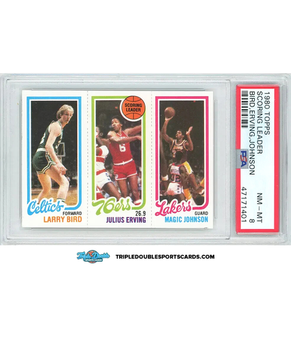 1980 Topps Larry Bird Julius Erving Magic Johnson RC Rookie PSA 8 NM-MT Centered